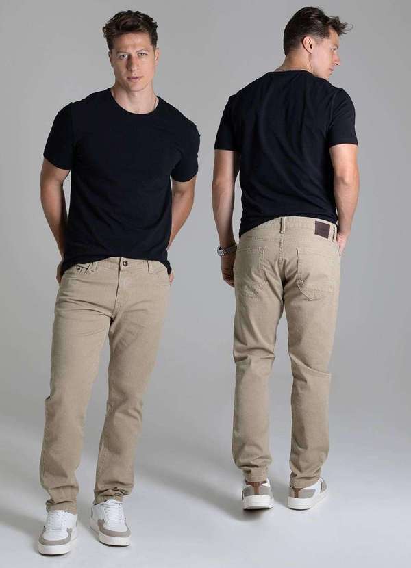 Sawary - Calça Sarja Sawary Slim - 279089 Bege 6