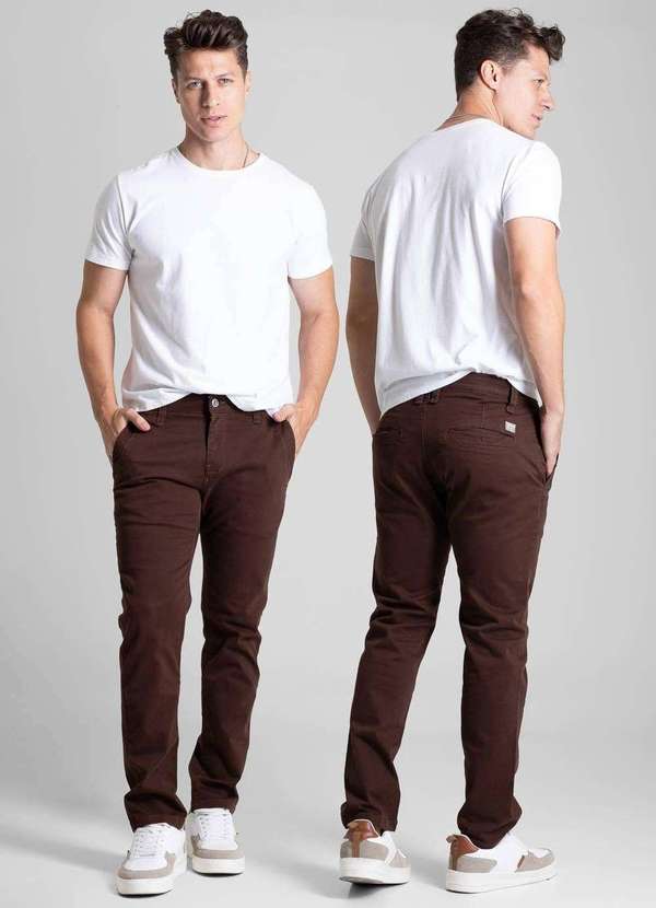 Sawary - Calça Sarja Sawary Slim - 281528 Marrom 6