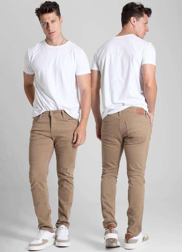 Sawary - Calça Sarja Sawary Slim - 282101 Bege 6