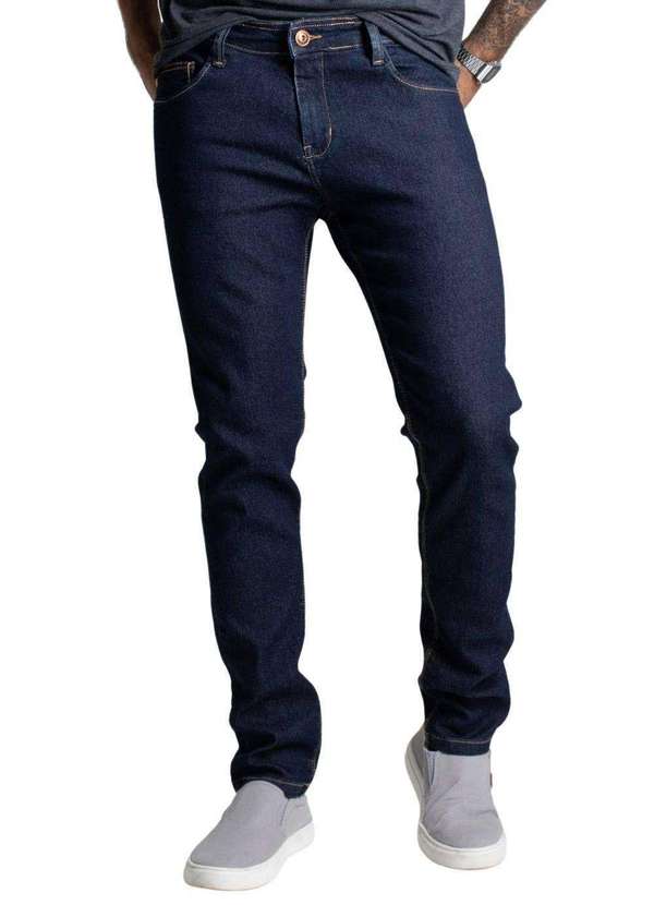 Sawary - Calça Sarja Sawary Wide Leg Azul