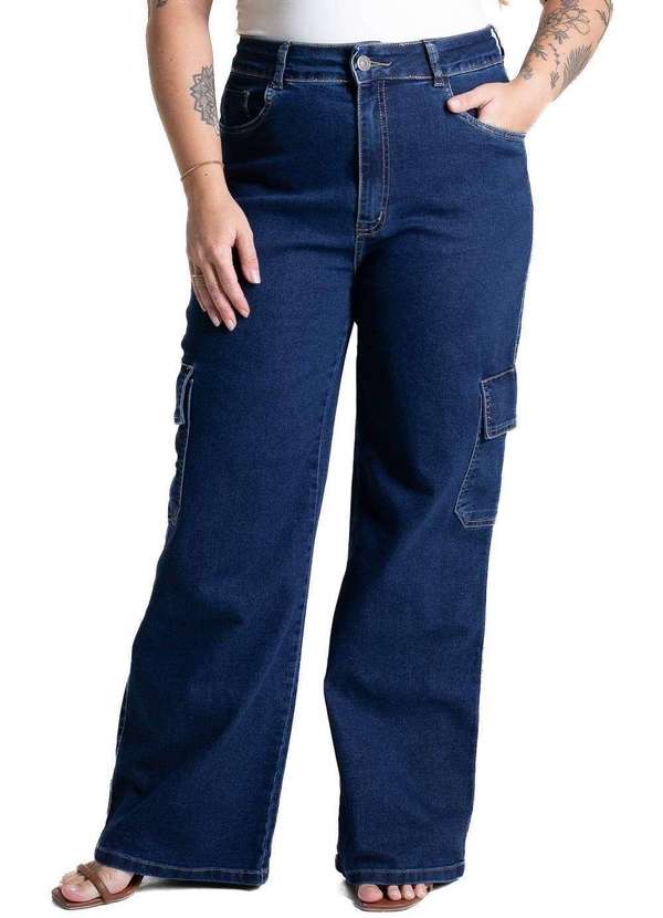 Sawary - Calça Jeans Sawary Plus Size Wide Leg - 281075 Azul