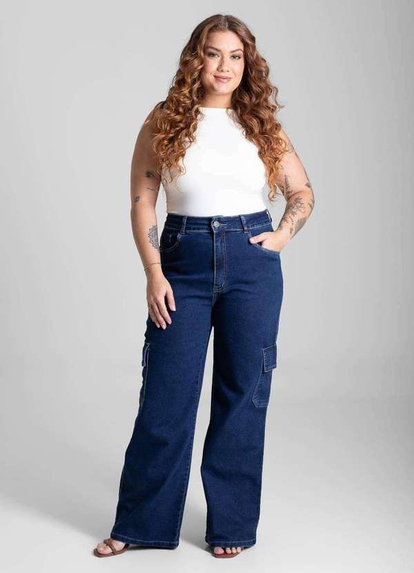 Sawary - Calça Jeans Sawary Plus Size Wide Leg - 281075 Azul 6