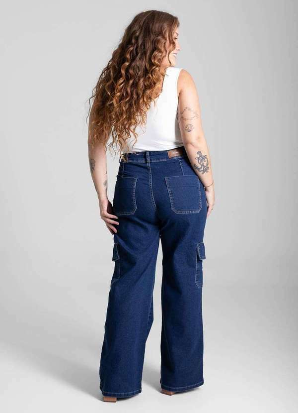 Sawary - Calça Jeans Sawary Plus Size Wide Leg - 281075 Azul 4