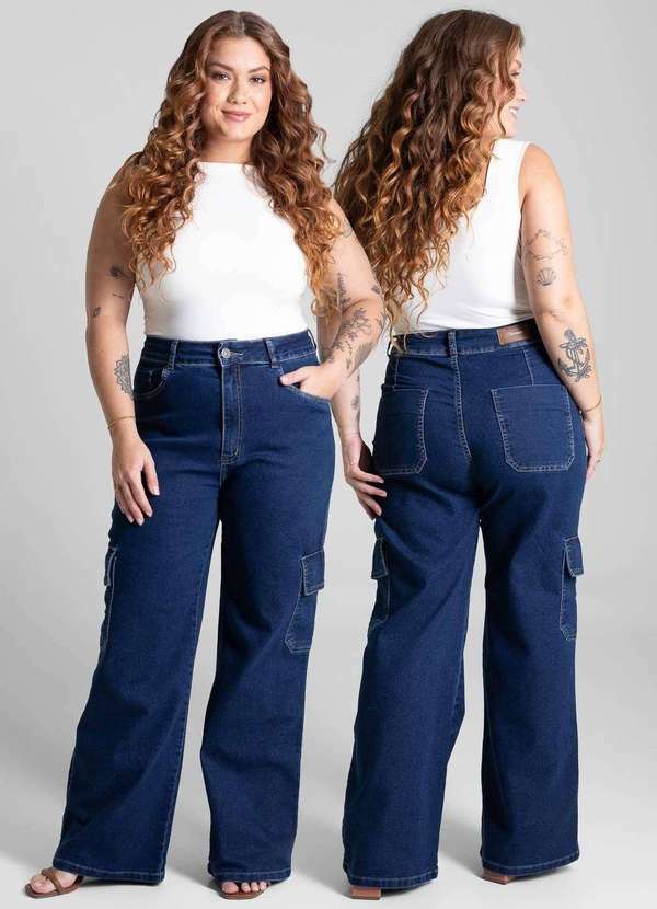 Sawary - Calça Jeans Sawary Plus Size Wide Leg - 281075 Azul 2