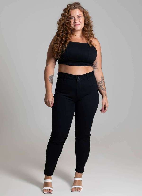 Sawary - Calça Sarja Sawary Plus Size Preto 2