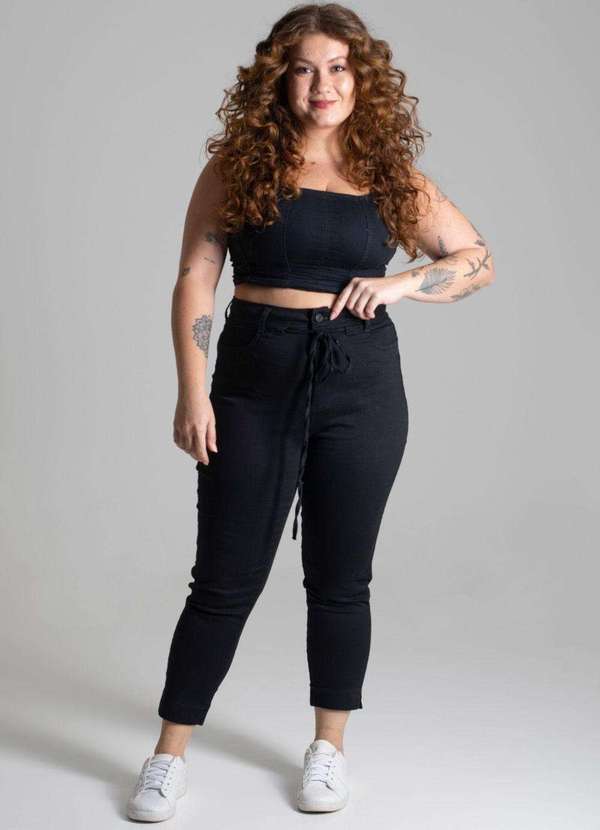 Sawary - Calça Sarja Sawary Plus Size Preto 2