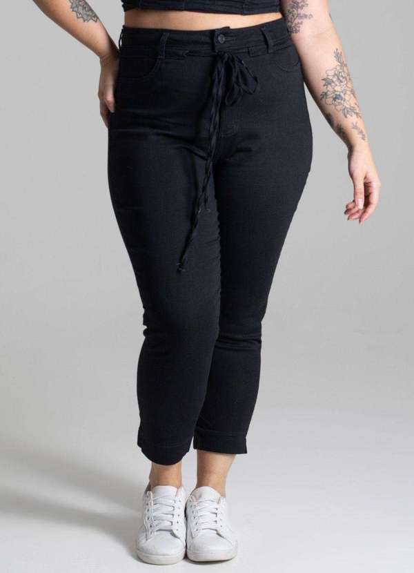 Sawary - Calça Sarja Sawary Plus Size Preto 5