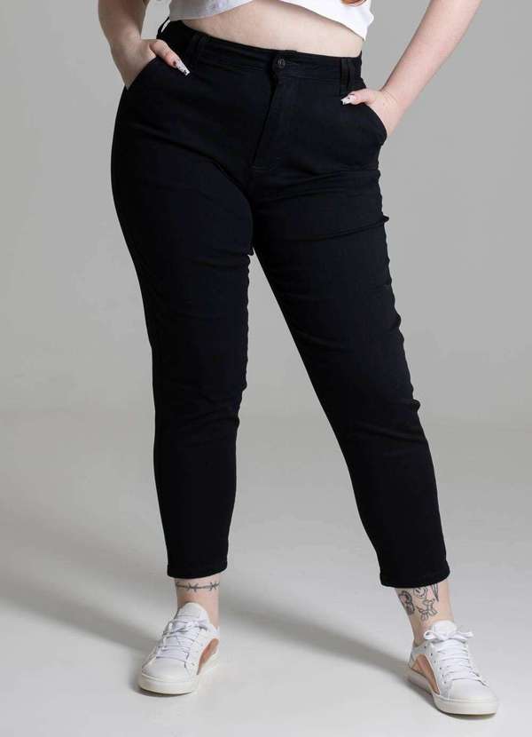 Sawary - Calça Sarja Sawary Plus Size Preto 3