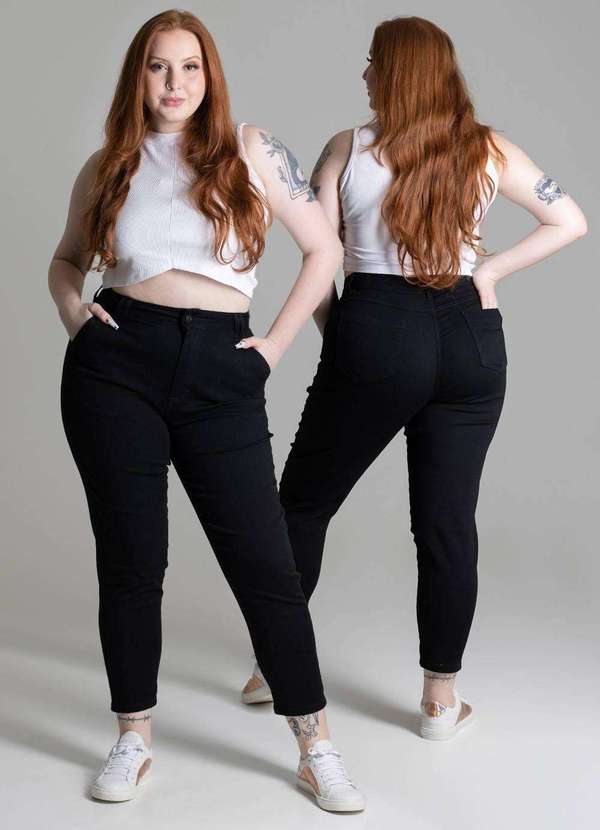 Sawary - Calça Sarja Sawary Plus Size Preto 2