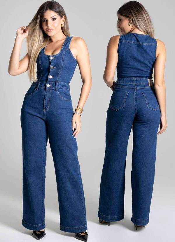 Sawary - Macacão Jeans Sawary Azul 7