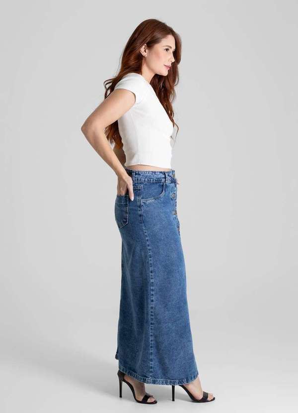 Sawary - Saia Jeans Sawary Midi - 280111 Azul 3