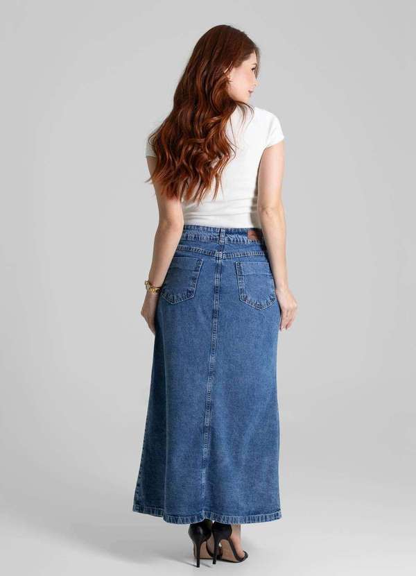 Sawary - Saia Jeans Sawary Midi - 280111 Azul 4