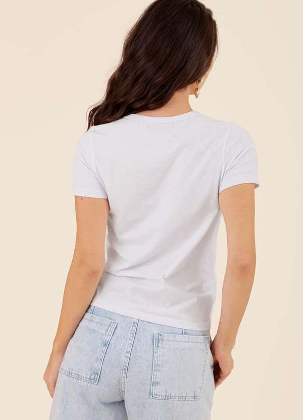Pop Me - Blusa Basica em Cotton Manga Curta Branco 2