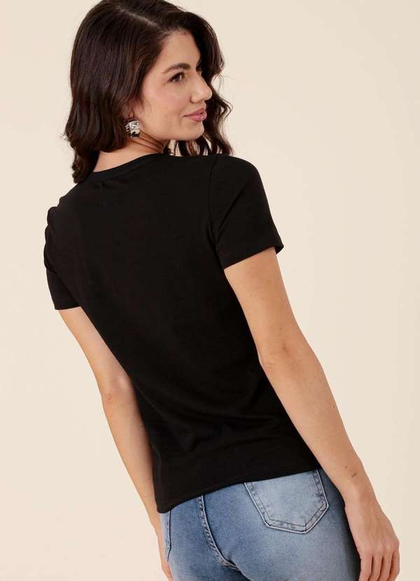 Pop Me - Blusa Basica em Cotton Manga Curta Preto 2