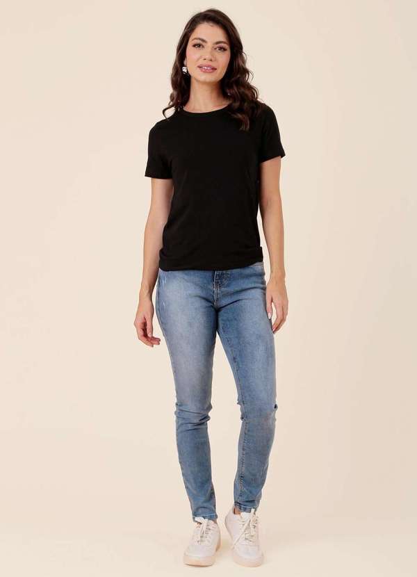 Pop Me - Blusa Basica em Cotton Manga Curta Preto 3