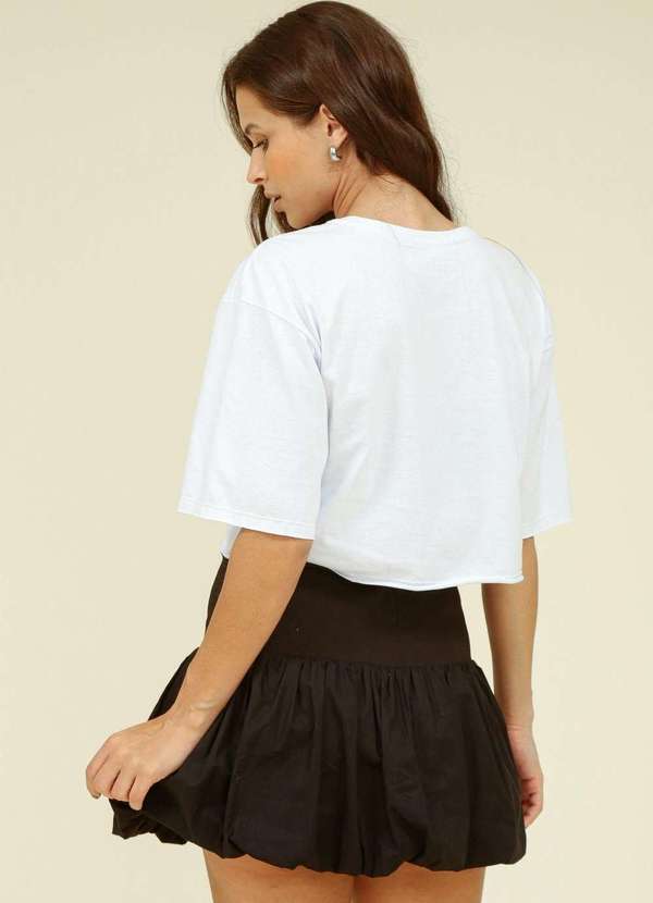 Pop Me - Blusa Cropped em Meia Malha com Estampa Paris Branco 2