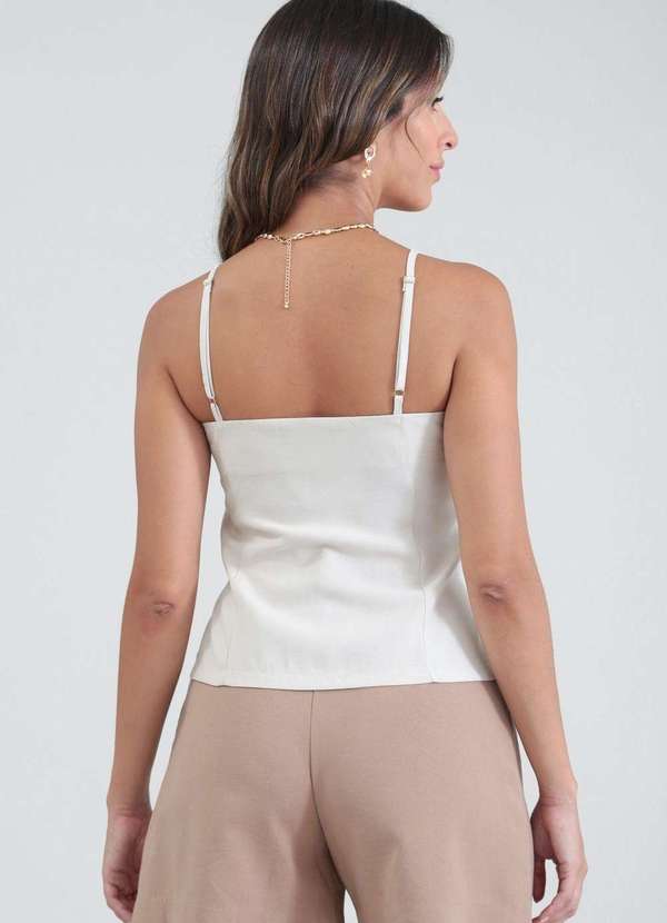 Pop Me - Blusa em Alfaiataria com Alcas e Botao Bege 2