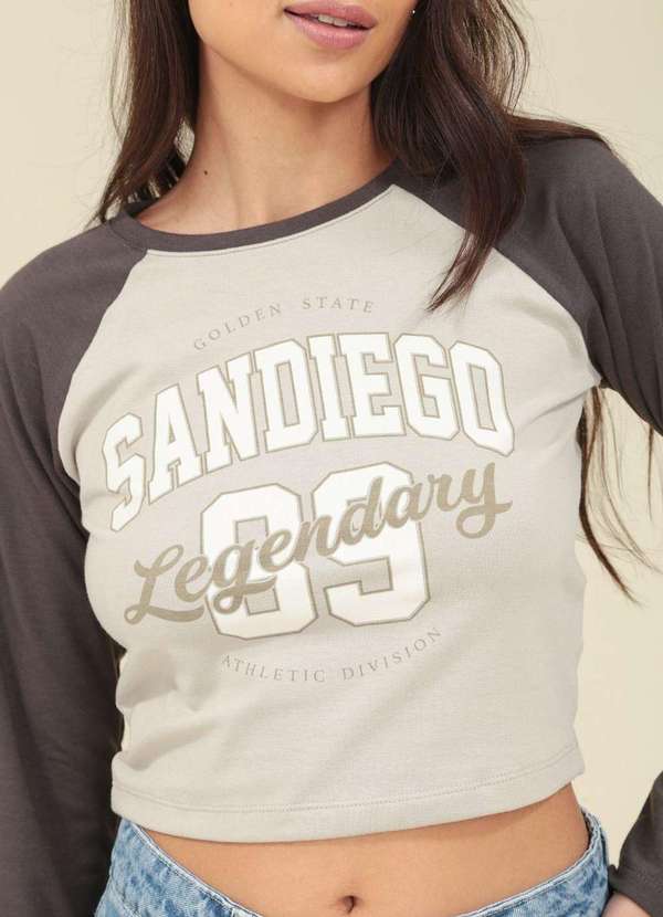 Pop Me - Blusa em Cotton Manga Longa San Diego Bege 3