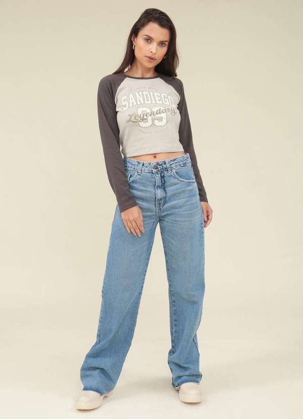 Pop Me - Blusa em Cotton Manga Longa San Diego Bege 4