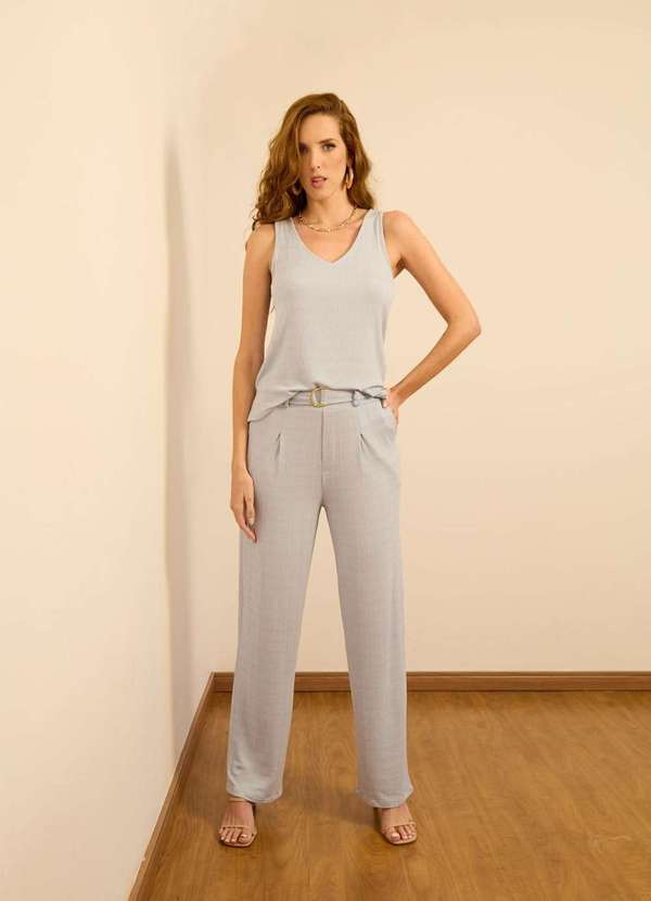 Pop Me - Blusa em Malha Texturizada sem Manga com Argola Azul 2