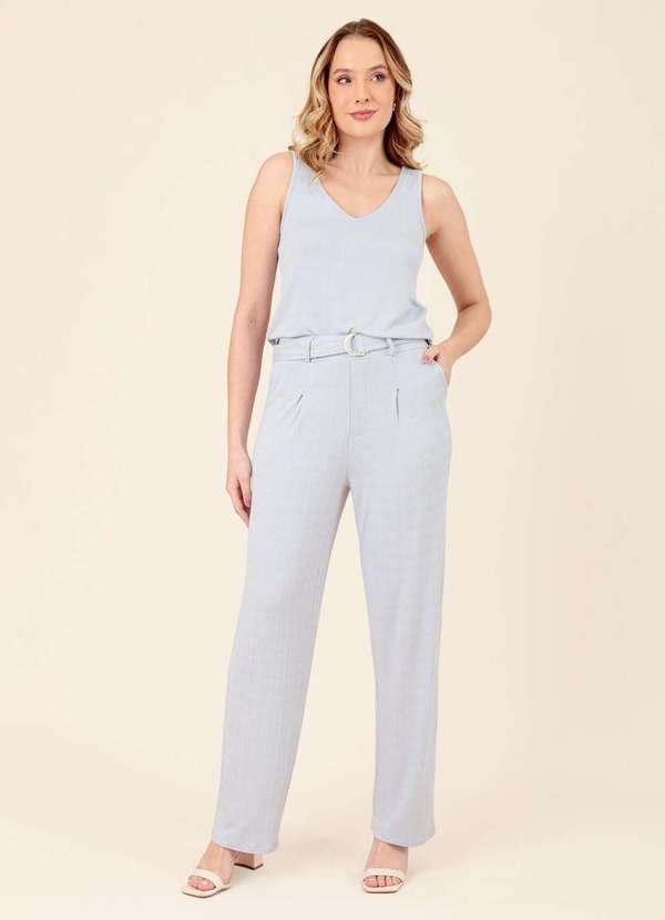 Pop Me - Blusa em Malha Texturizada sem Manga com Argola Azul 6