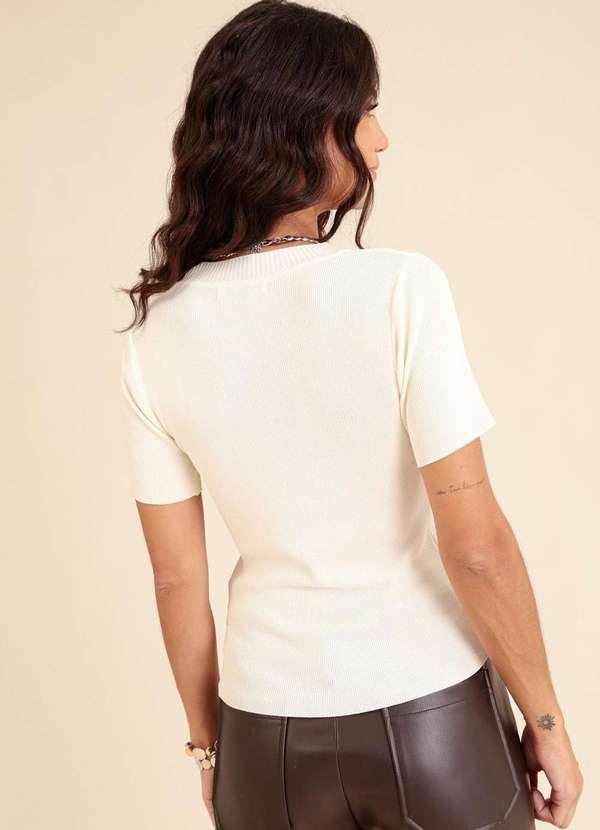Pop Me - Blusa em Trico Manga Curta Branco 2