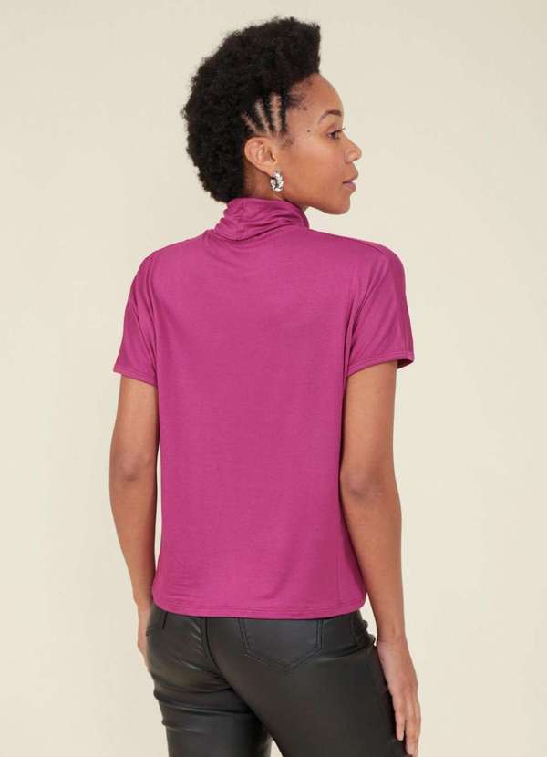 Pop Me - Blusa Malha com Gola Alta Manga Curta Rosa 2