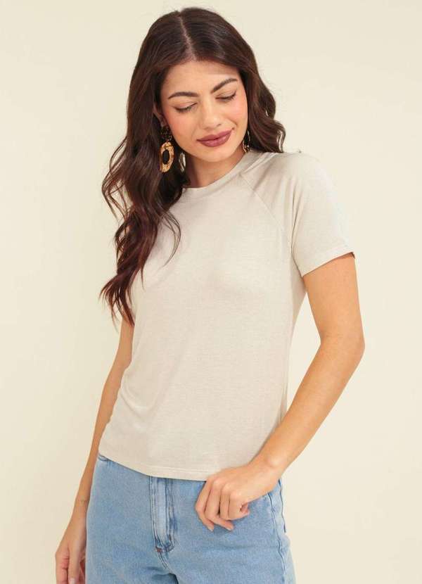Pop Me - Blusa Malha Flame Manga Curta Ragla Bege