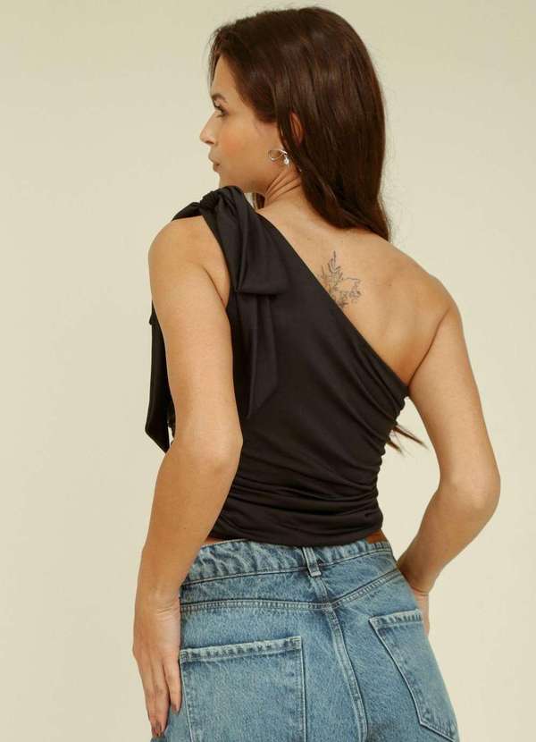 Pop Me - Blusa Malha Ombro So Laco no Ombro Preto 2