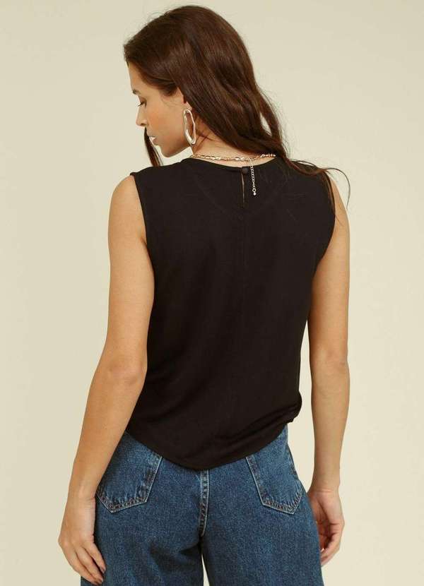 Pop Me - Blusa Malha sem Manga Abertura Lateral Preto 2
