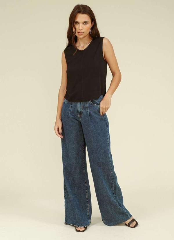 Pop Me - Blusa Malha sem Manga Abertura Lateral Preto 4