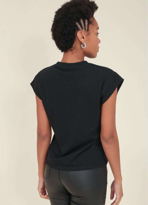 Pop Me - Blusa Muscle Tee em Meia Malha Preto 2