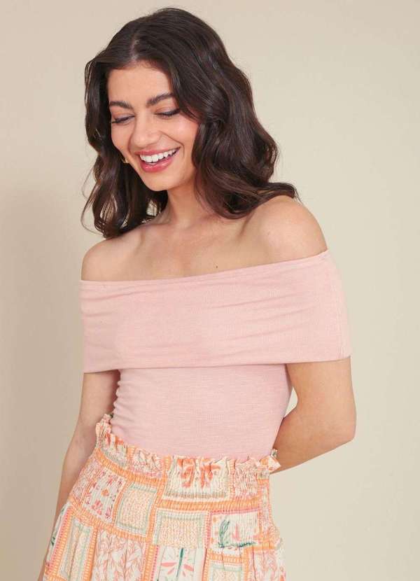 Pop Me - Blusa Ombro a Ombro em Malha Flame Rosa