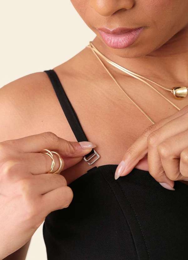 Pop Me - Blusa Peplum Alca Removivel  em Alfaiataria com Recorte Preto 3