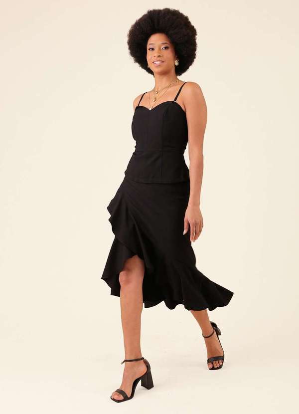 Pop Me - Blusa Peplum Alca Removivel  em Alfaiataria com Recorte Preto 5