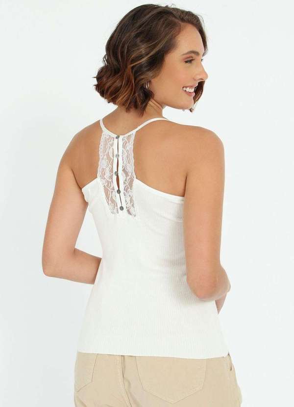 Pop Me - Blusa Tricot Alca Renda Branco 2