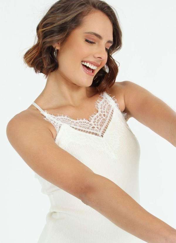 Pop Me - Blusa Tricot Alca Renda Branco 3