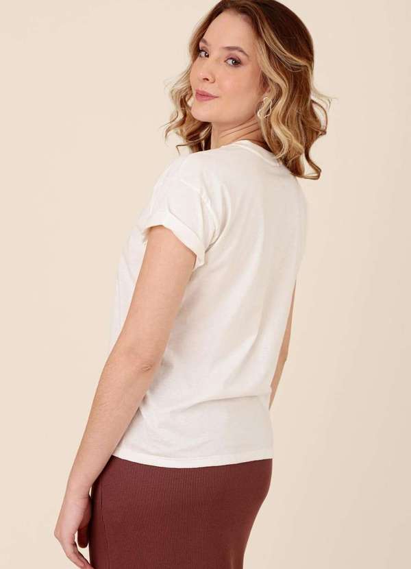 Pop Me - T-Shirt em Meia Malha Keep Positive Branco 2