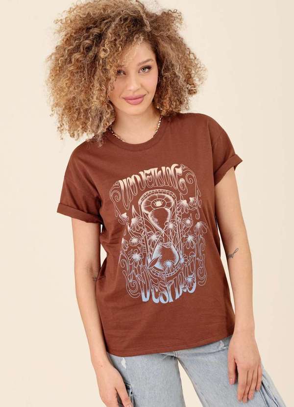 Pop Me - T-Shirt em Meia Malha Unveiling Marrom