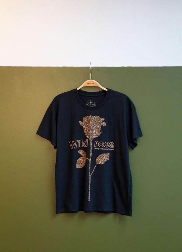 Pop Me - T-Shirt em Meia Malha Wild Rose Preto 5