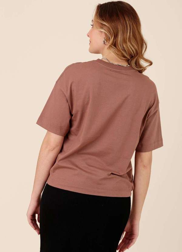 Pop Me - T-Shirt Oversized em Meia Malha Basica Marrom 2