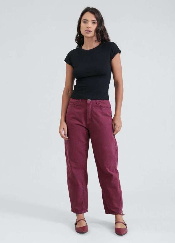 Pop Me - Calca Balloon em Sarja Roxo