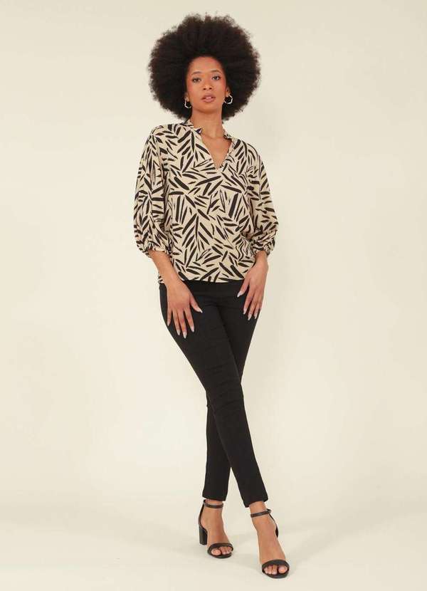 Pop Me - Calca Crepe Cos Transpassado Botao Metal Preto