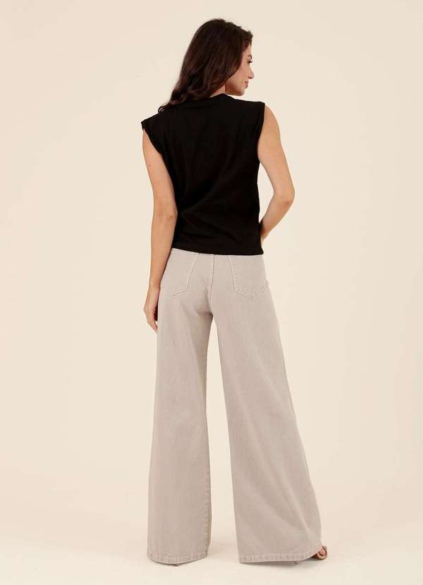 Pop Me - Calca em Sarja Pantalona Bege 2