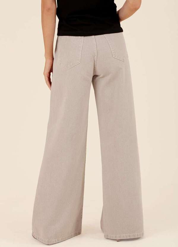 Pop Me - Calca em Sarja Pantalona Bege 4