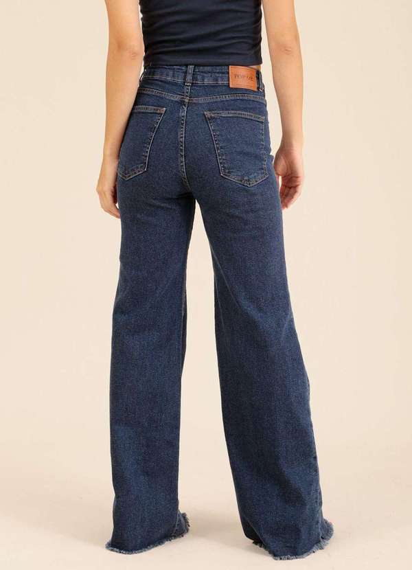 Pop Me - Calca Jeans com Elastano Wide Leg Azul 4