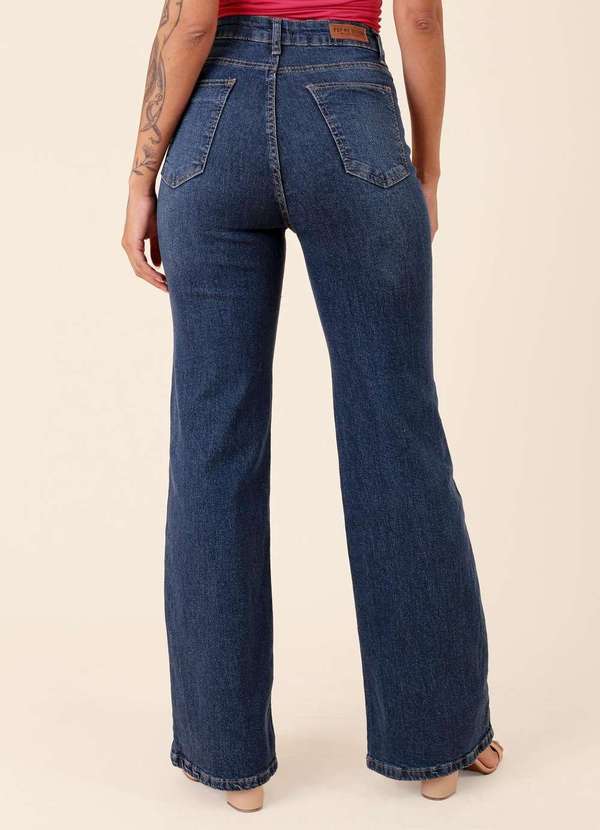 Pop Me - Calca Jeans com Elastano Wide Leg Azul 4