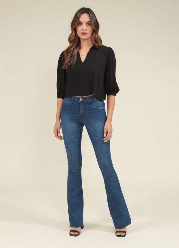 Pop Me - Calca Jeans Lycra Flare Azul