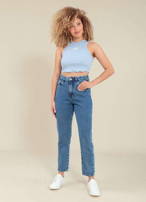 Pop Me - Calca Jeans Mom Azul Escuro Azul