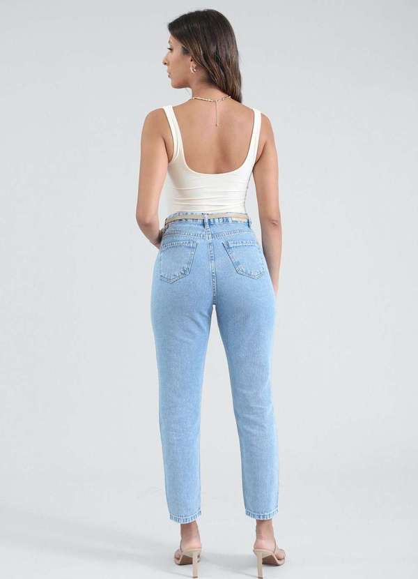 Pop Me - Calca Jeans Mom com Cinto Azul 2